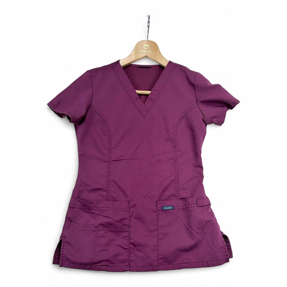Sanibel‎ V-Neck Scrub Top Short Sleeve Plum Medical Uniform
